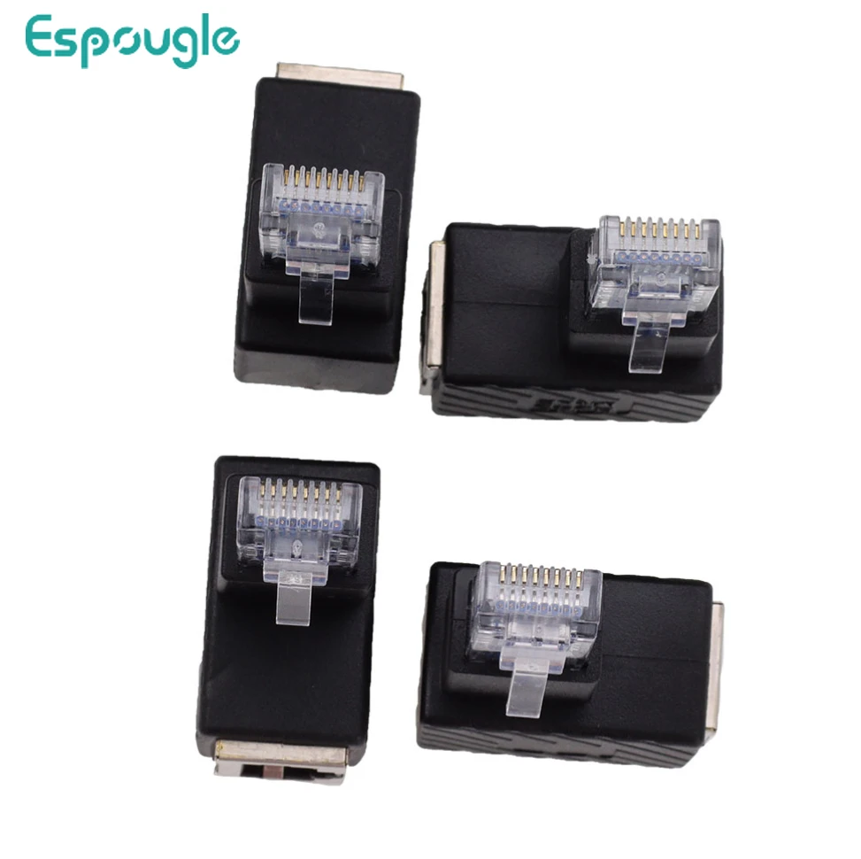 500pcs RJ45 90 Degree Ethernet Adapter Male to Female Converter Extension Connector UP Down Left Right Angle