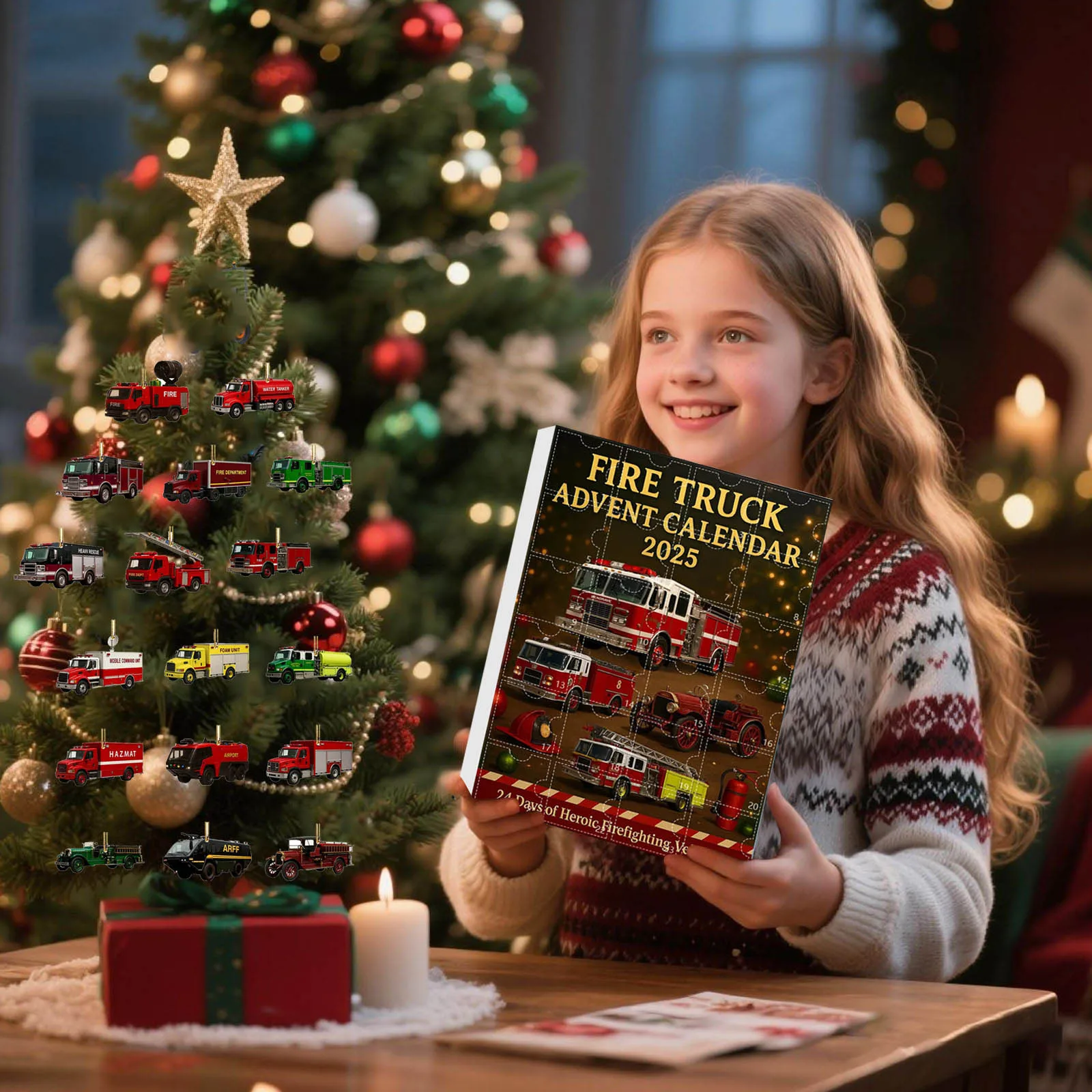 Fun Toys Kids Fire Truck Advent Calendar 2025 24 Days Christmas Countdown Calendar With 24 Different Car For Children Playthings