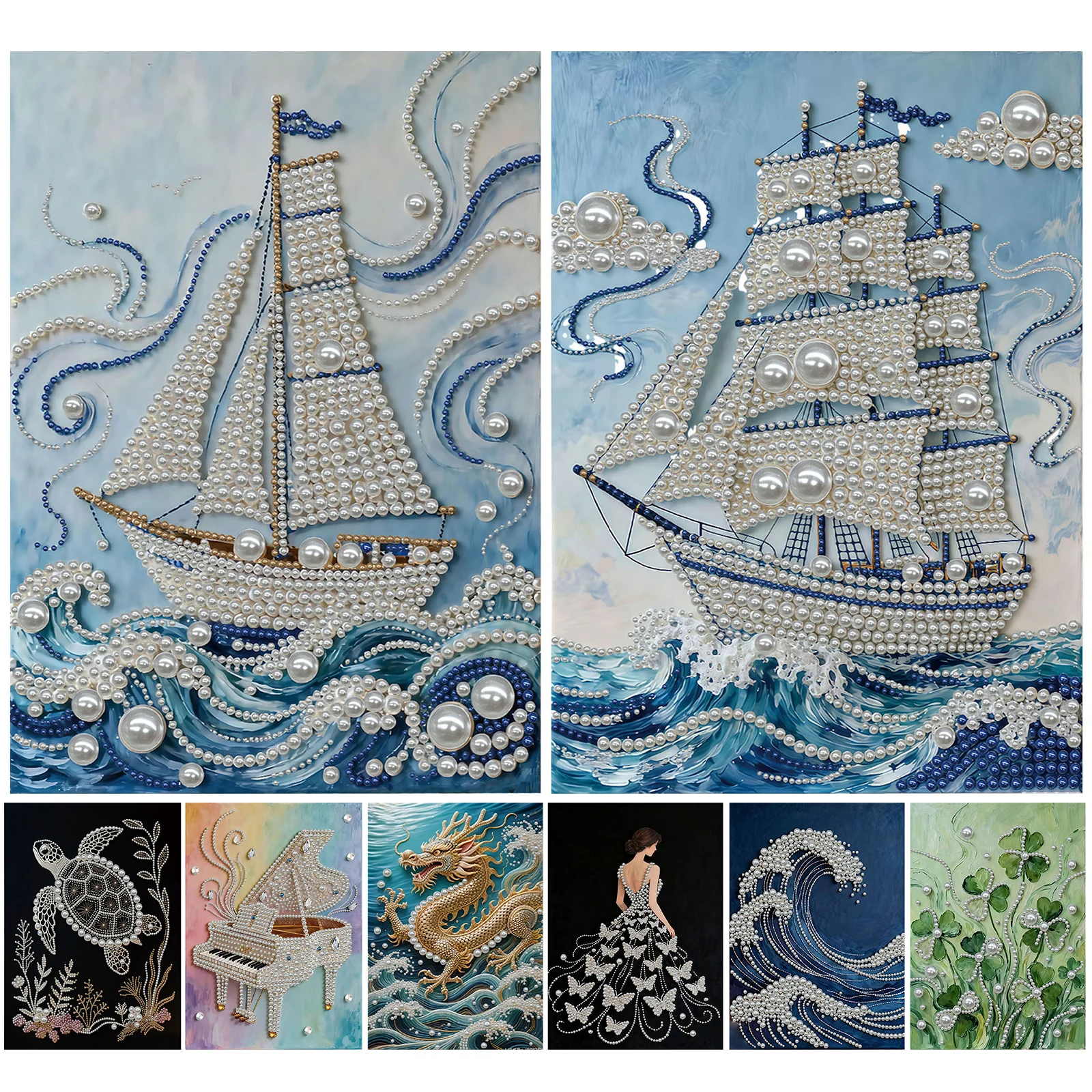 Pearl DIY Diamond Art Kits 11.8x15.7inch Diamond Painting Gem Art with Frame for Adults/Beginners Gift Idea Home Wall Decor