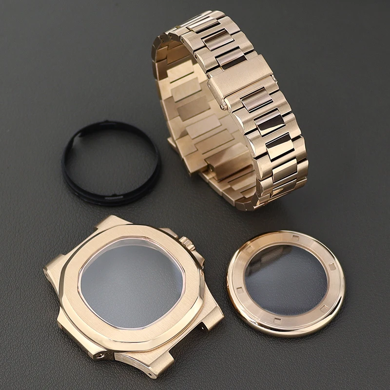 40mm Luxury Ms. Watch Cases Watchband Sapphire For Mod Nautilus Seiko NH35A NH36 NH34 NH38 4R36 Movement 30.8mm Dial Rose Gold