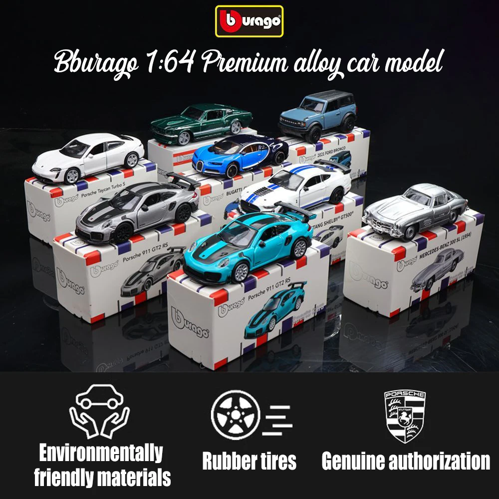 Bburago 1:64 modelo de coche de aleación Premium volkswagen LAMBORGHINI porsche 911 Chevrolet Ford GT500 Audi Bugatti camión Mercedes Benz