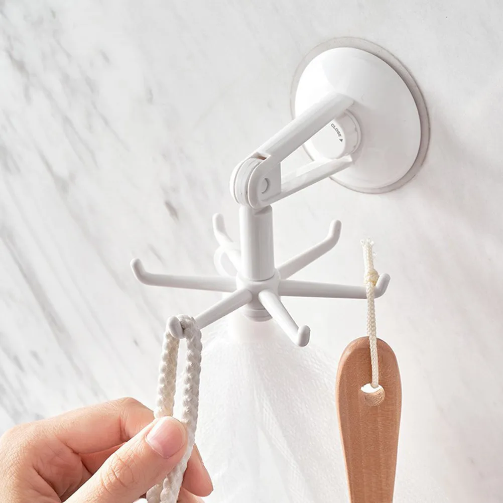 6-Hook Rotating Kitchen Utensil Hanger No-Drill Wall Mounted Hook for Hanging Utensils Cups Coffee Mugs Bathroom Sundries