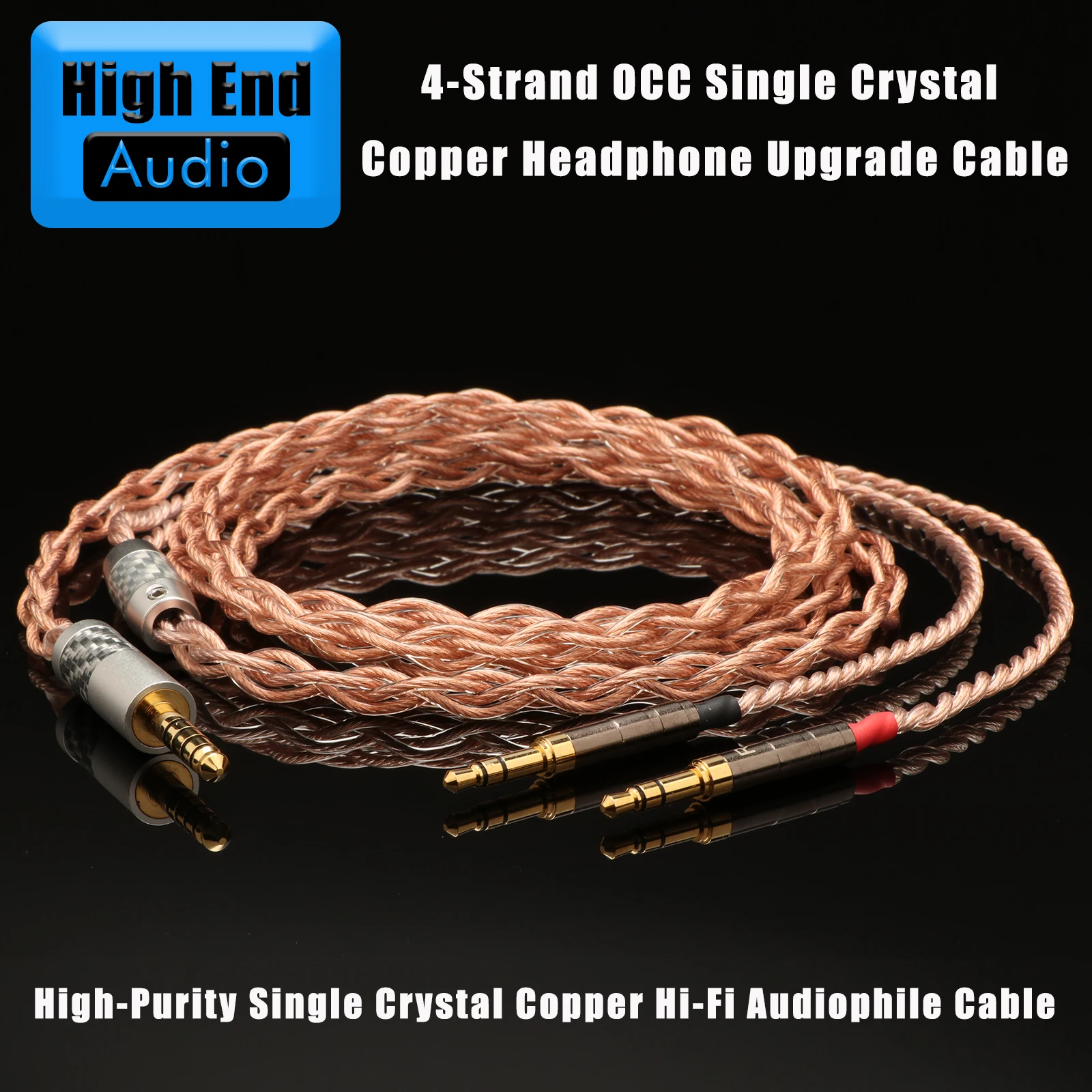 Preffair HiFi 7N OCC 4 strands Headphone Upgrade Cable XLR 4.4mm 2.5mm 6.35mm to Dual 3.5mm Audio Cable for Headset