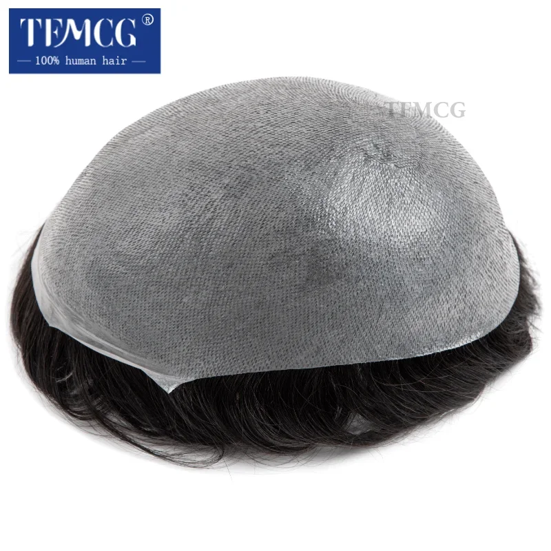 الرجال الشعرية الاصطناعية 0.02-0.03 مللي متر رقيقة الجلد الذكور الشعر الاصطناعية 100% شعر الإنسان شعر مستعار للرجال نظام استبدال الباروكات للرجال #5