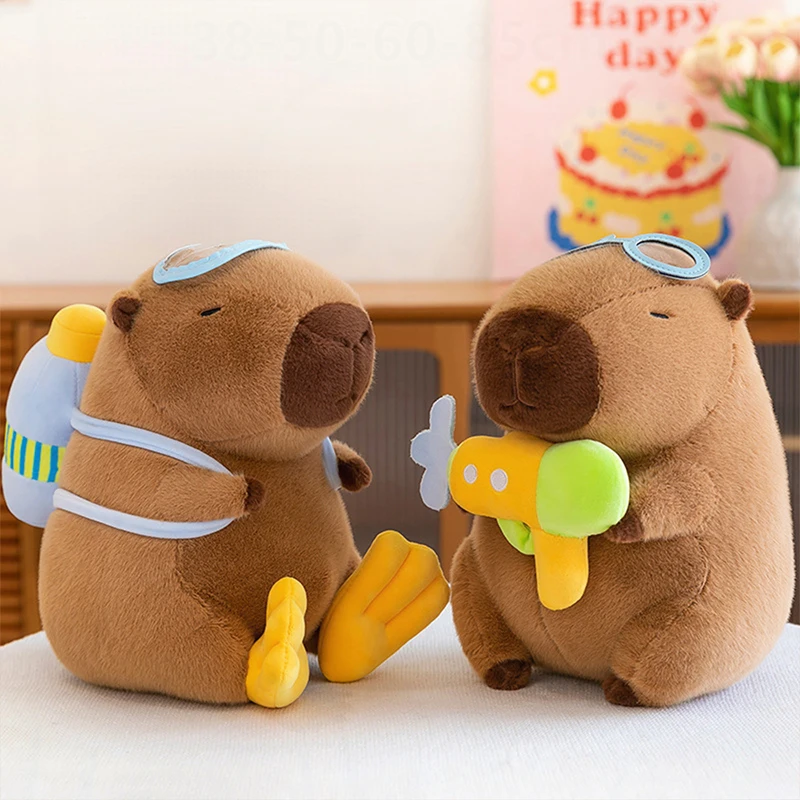 

Kawaii Capybara Plush Toy with Goggles Diver Water Gun Stuffed Doll Kids Birthday Xmas Gift Cute Filled Animal Soft Toy