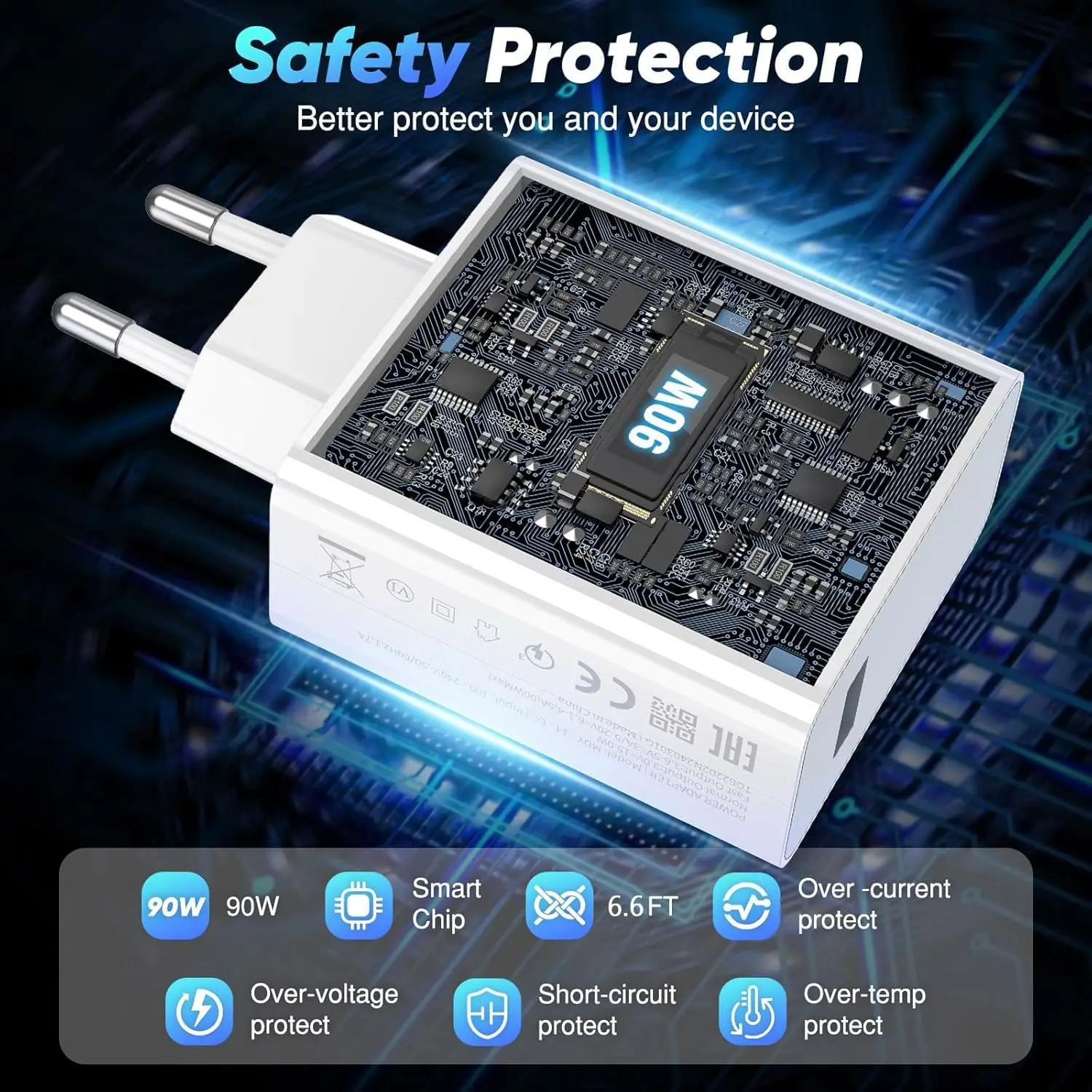 90W Max Turbo EU Fast Charger For Xiaomi 13 14 Ultra 15 15T Pro Redmi Note 14 15 Pro+ POCO F6 F7 F8 X7 X8 Type C USB Elbow Cable
