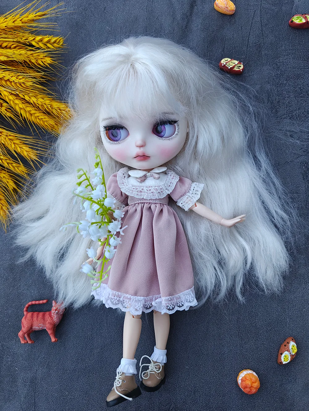 

ICY DBS New Blythe doll Clothes Handmade Kawaii Barbies Girl Cute For Ymy Ob24 Ob22 Doll Accessories pink Princess Dress