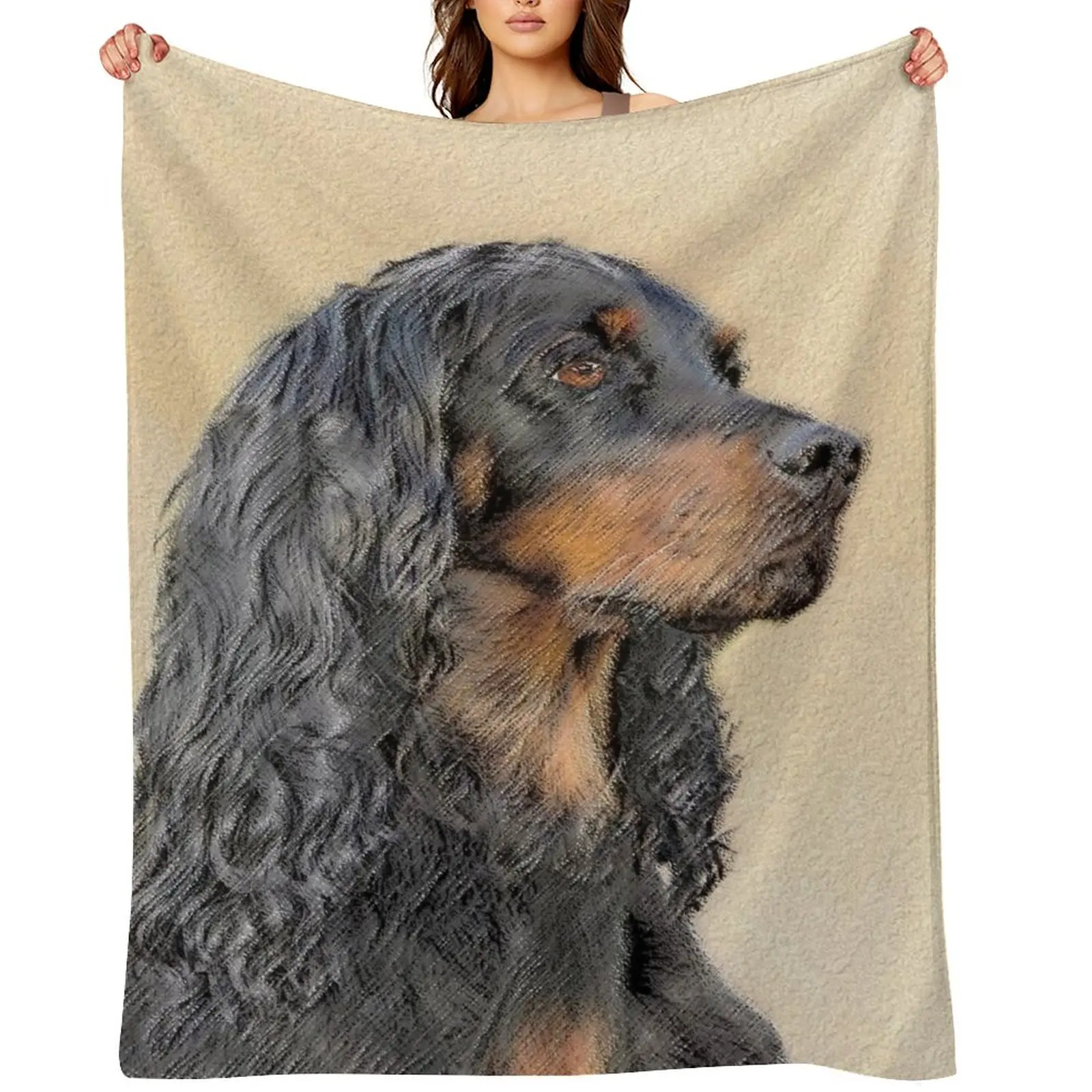 

Gordon Setter Painting - Cute Original Dog Art Throw Blanket Bed Quilt warm winter Thin Blankets