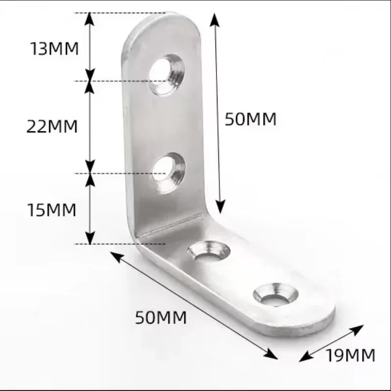 2 Pieces L-Shaped 201 Stainless Steel 90-Degree Corner Bracket Folding Partition Code for Home Improvement