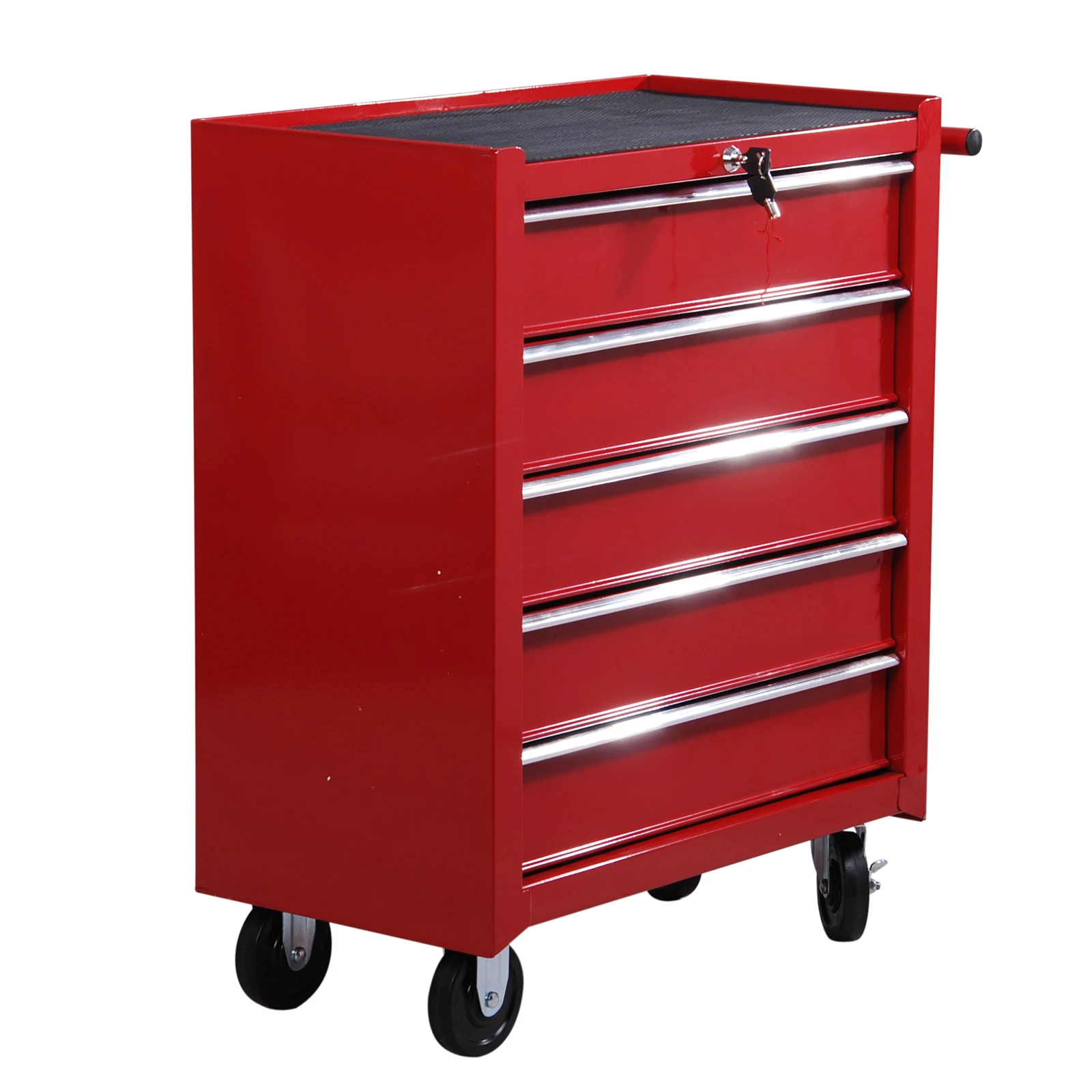 HOMCOM Carro Caja de Herramientas Taller Movil 5 Cajones Chapa de Acero 4 Ruedas