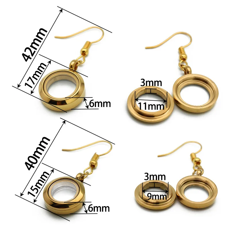 2 pairs/batch Twist Open Stainless Steel Round Glass Locket Earring Hooks DIY Memory Photo Keepsake Dangle Earring Pendant
