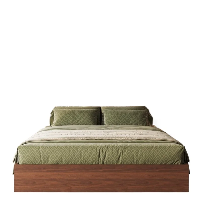 Full solid wood box bed modern simple oak storage small house high box bed bedroom furniture