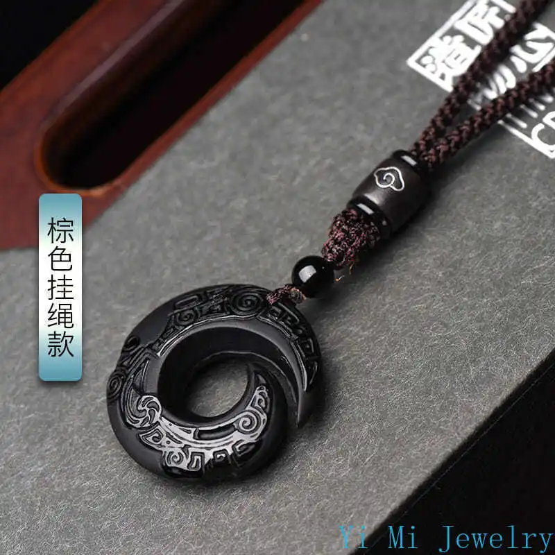 Obsidian Raw Stone Necklace Crafts Decorative Craft Organic Material Feng Shui Piedras Jewelry Lucky Natural Amethyst Ornaments