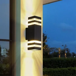 Lámpara de pared negra impermeable LED de iluminación exterior E27 110-240 aluminio lámpara de ahorro de energía de doble cabeza IP65 lámpara de lavado de pared suministro de bajo precio