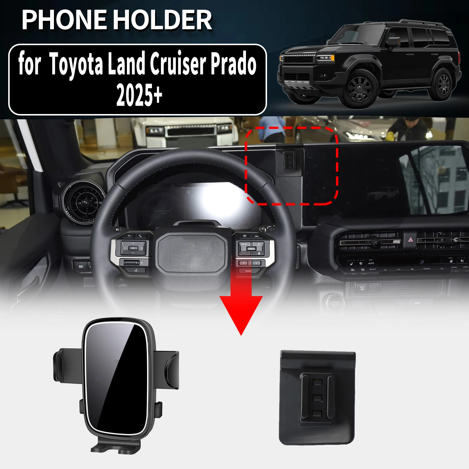 

for Toyota Land Cruiser Prado LC250 2024 2025 2026 J250 Auto Phone Holder Mount GPS Navigation Bracket Stable Car Accessories