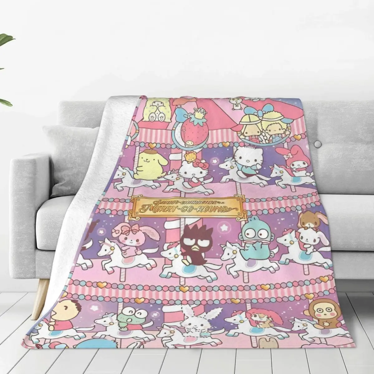 Cartoon Sanrio My Melody Flannel Blankets Warm Soft Throw Blanket for Couch Bed Travel Print Bedspread Sofa Bed Cover