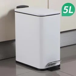 Modern 5L Stainless Steel White Silent Hotel Bathroom Dust Bin and Kitchen Household Metal Waterproof Garbage Can Gold Foot Bin