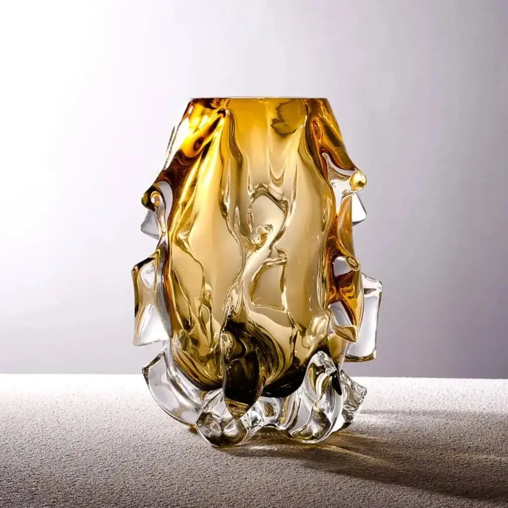 Light Luxury Creative Crystal Glass Vase, Living Room, Entrance, Aquaculture, Flowers, Advanced Sense, Home Vase Insertion Art