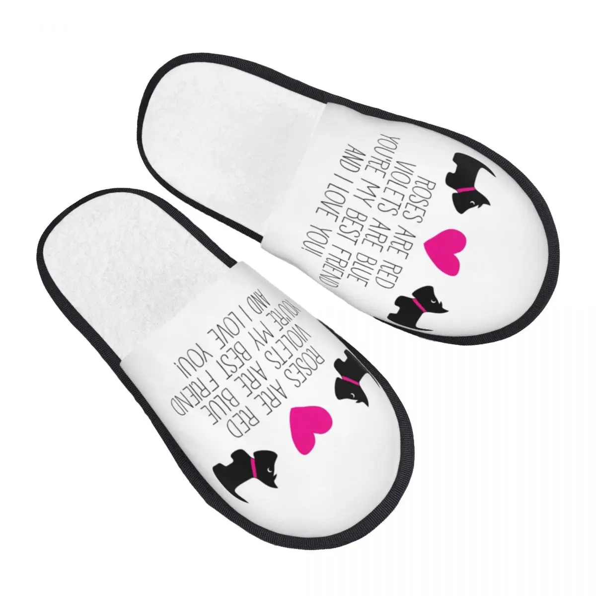 Cute Scottie Dogs Love House Slippers Women Cozy Memory Foam Scottish Terrier Slip On Bedroom Slipper Shoes