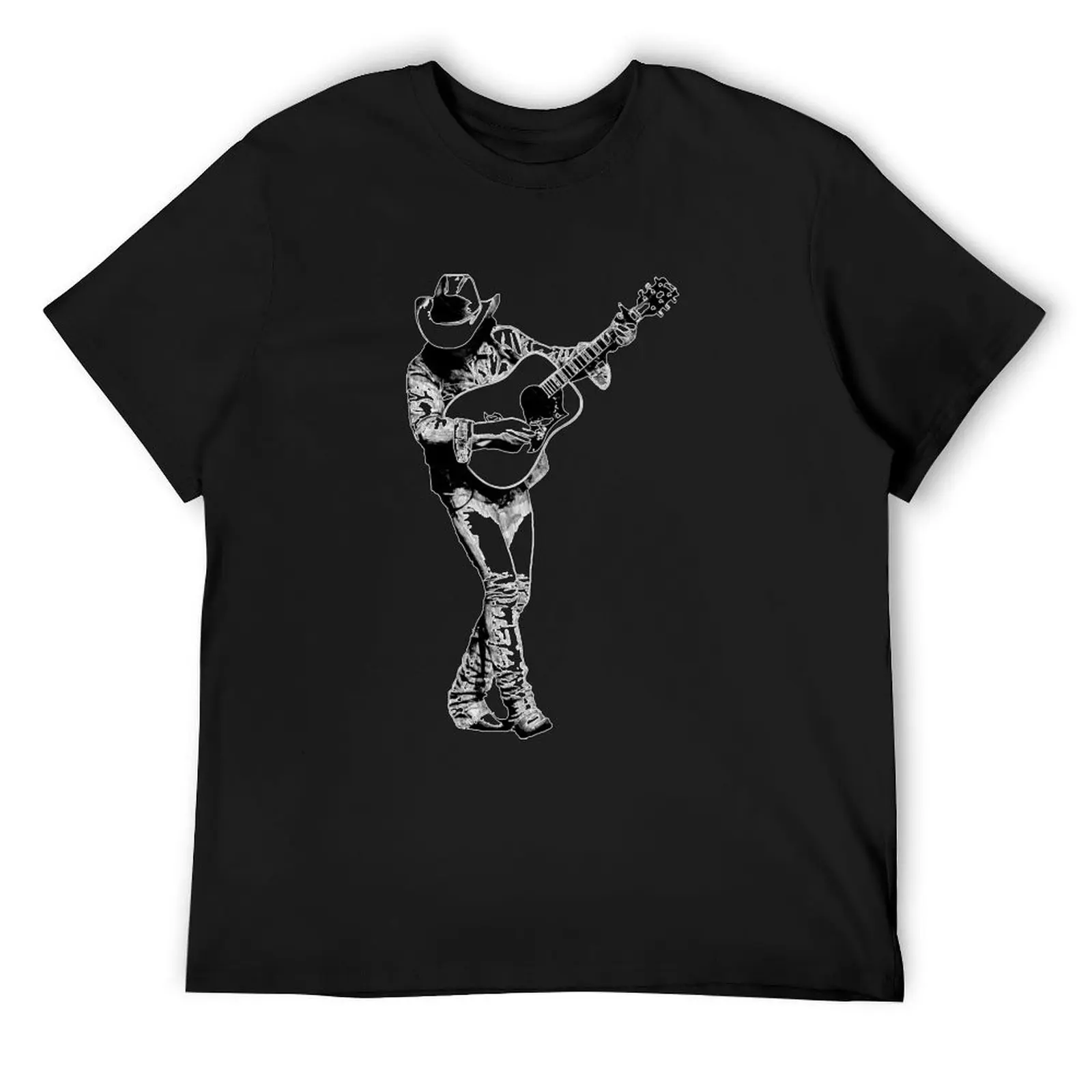 

Black-art-Dwight-Yoakam-playing-guitar-T-Shirt vintage graphic tee clothes plain white t shirts men