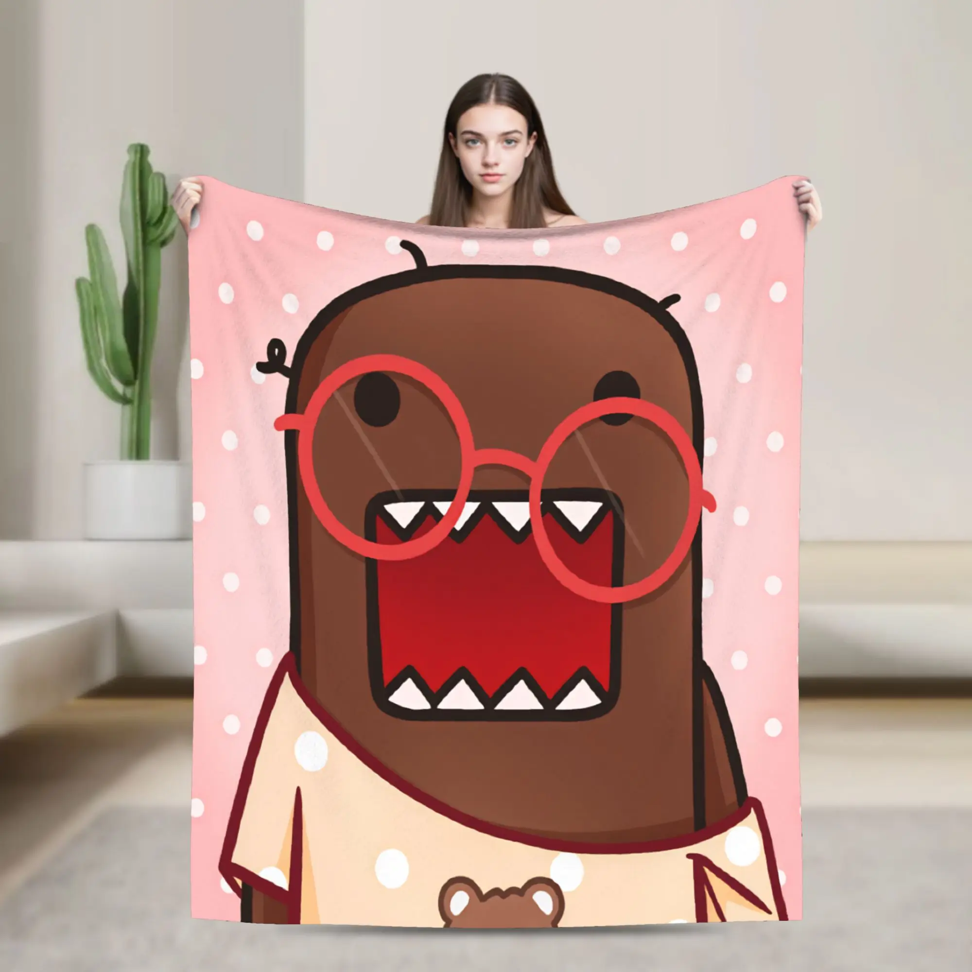 Domo Kun  Soft Blankets  Camping Plush Throw Blanket Fashion Couch Bed Flannel Bedspread Sofa Bed Cover