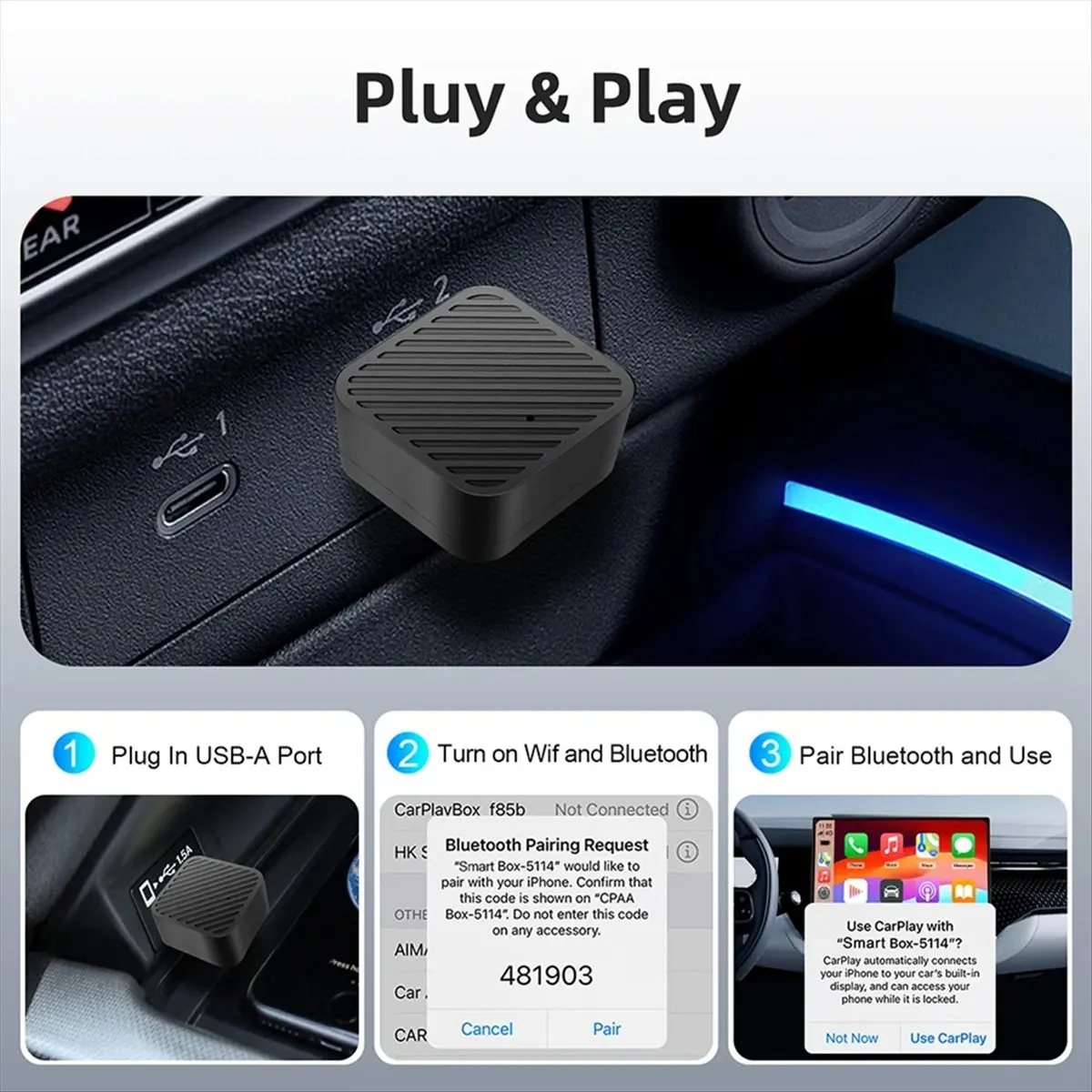 【ELEVATE LIFE】NEW 2 in 1 Wireless Carplay Box Android Auto Plug and Play Applicable to Convert Original-Car Wired Carplay to Wir