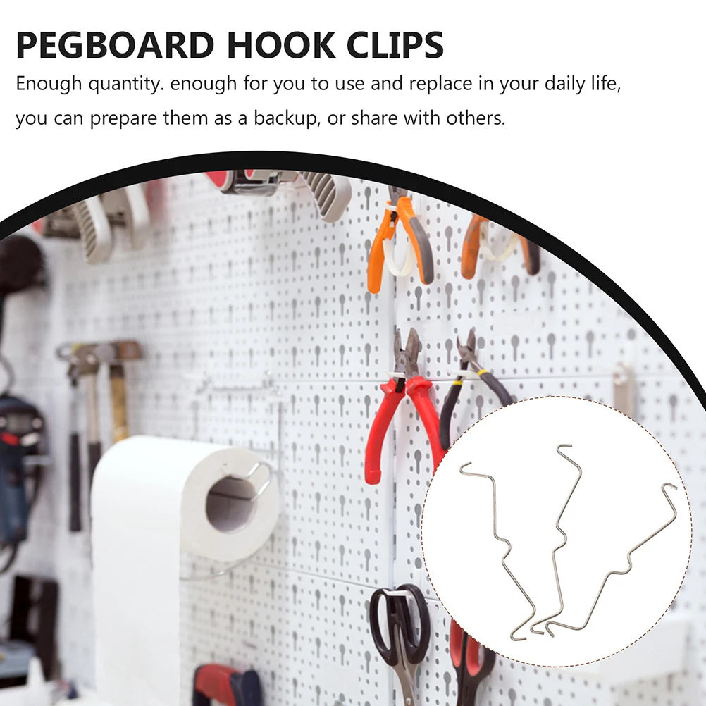 

50Pcs Pegboard Lock Clips Stainless Steel Heavy Duty Peg Hook Lock Retainers Pegboard Accessories Peg Hook Secure