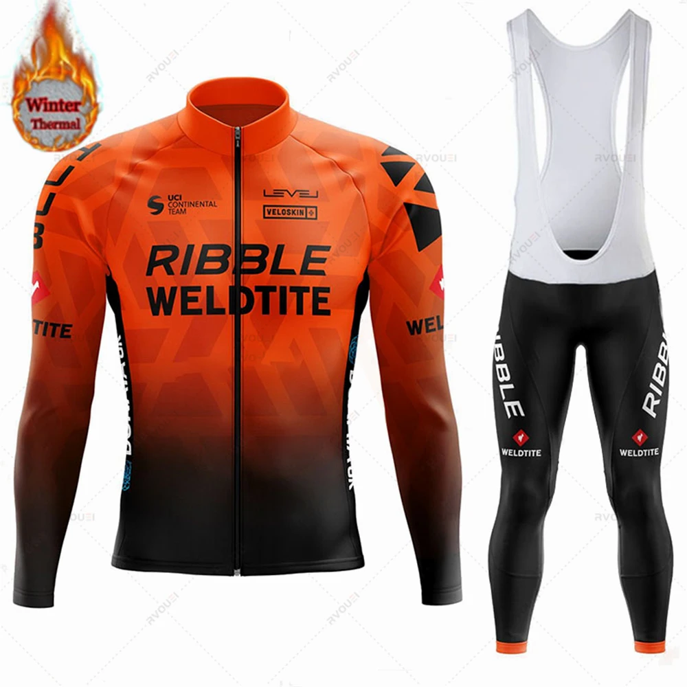 Team 2024 Winter Hot Wool Cycling Jersey Set Men Bicycle Suit Outdoor Sportswear MTB Bike Uniform Maillot Ciclisno Kit Triathlon