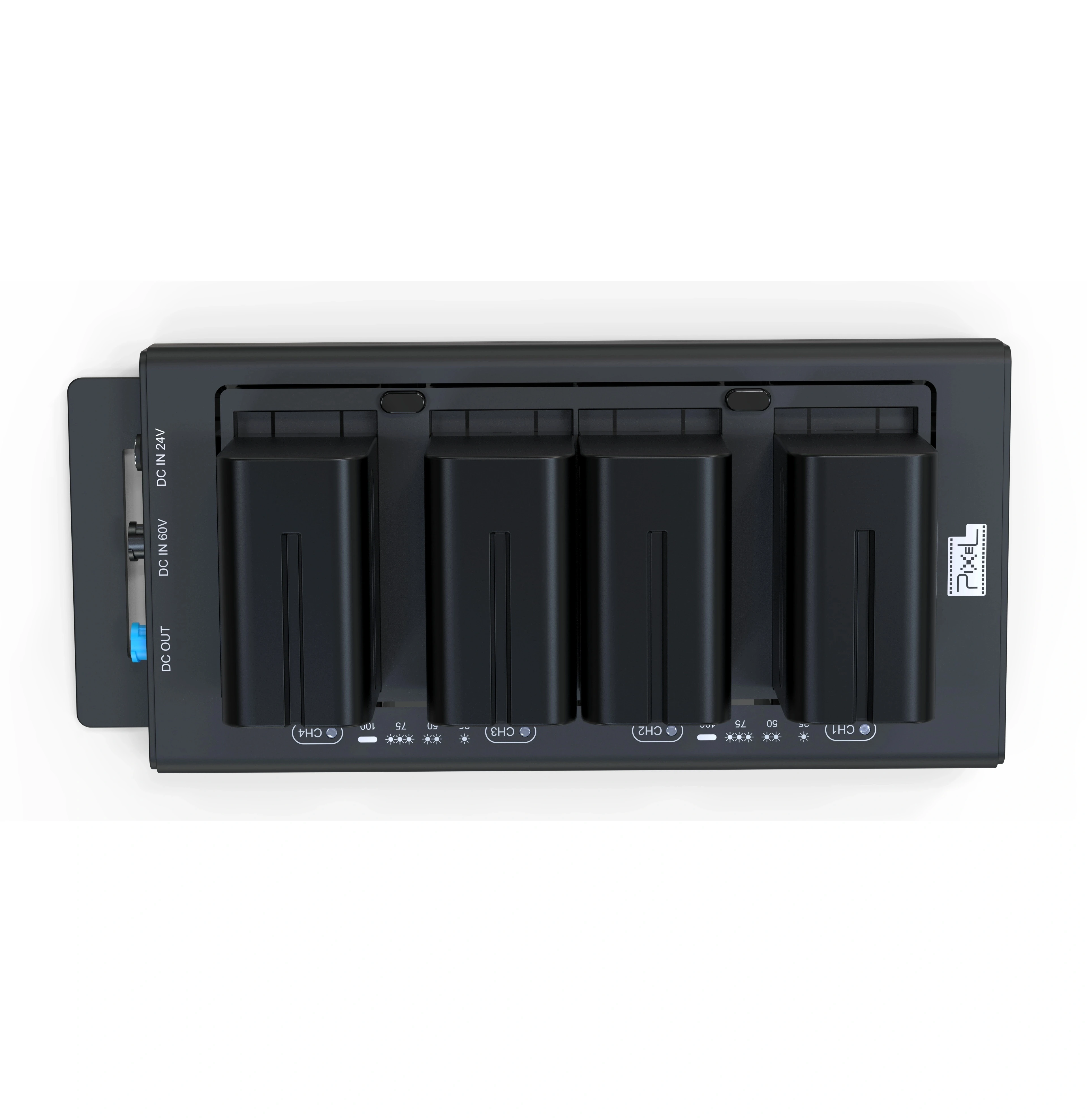 เครื่องชาร์จแบตเตอรี่ Pixel สําหรับ NP-F970 พร้อมเครื่องชาร์จแบตเตอรี่กล้องดิจิตอลด่วน 4 ช่อง (ไม่รวมแบตเตอรี่)