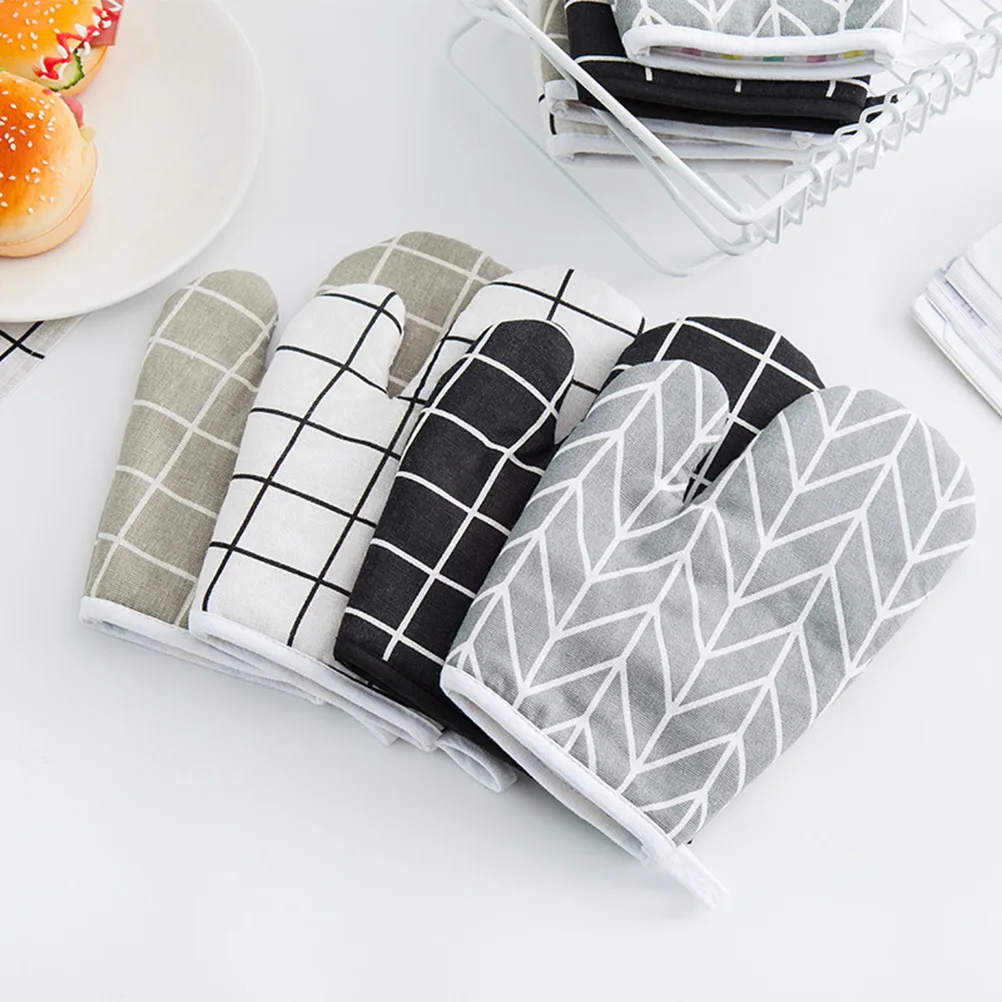 

2 Pcs Anti Scald Gloves Cotton and Linen Oven Mitt High Temperature Resistance Heat-resistant Baking Non-slip