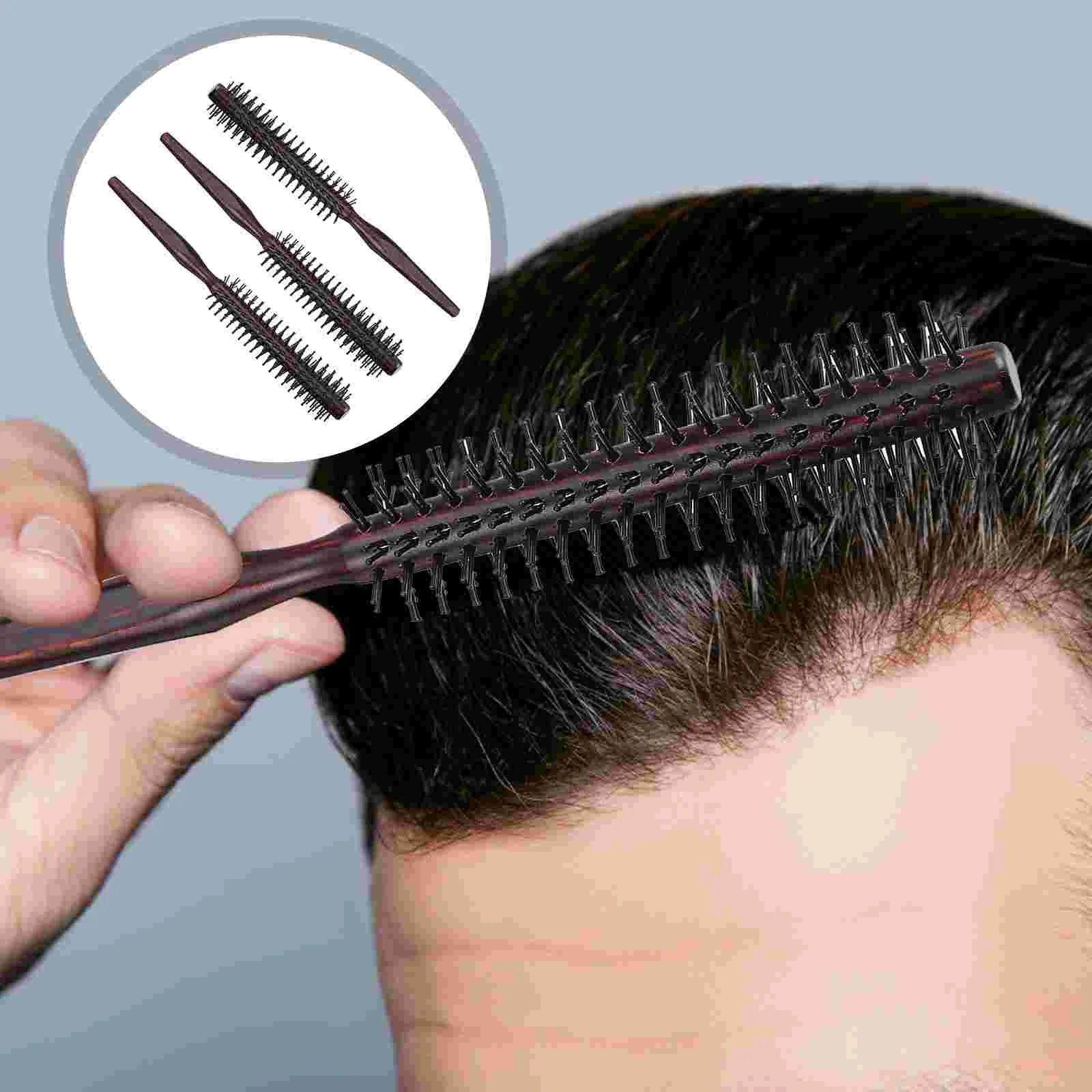 

Pear Wood Curling Comb Round Hair Brush Professional Hairstyling Small Scalp Massage Salon Combs for Men