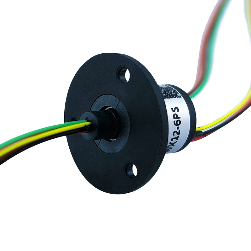 6-way 2A Rotary Slip Ring 12mm OD Miniature Cap slip Ring 150RPM Electrical Rotating Connector for Pan Tilt Robotics