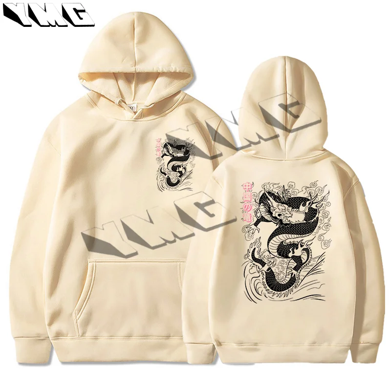 Extra large loose and thick cotton sports hoodie, autumn new casual front and back printed sportswear, street hoodie EMO girl