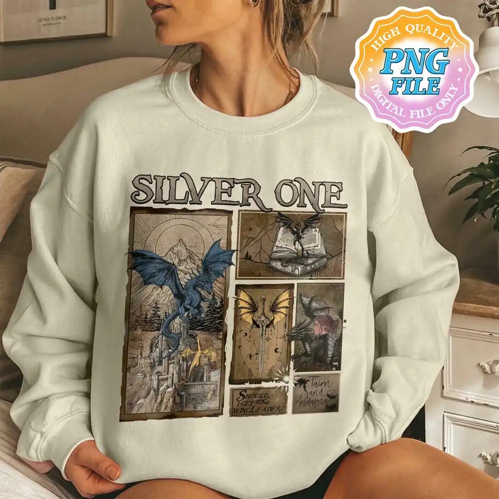 Silver One Digital Print Unisex Comfort Bookish Sweatshirt I Am Infinite Fourth Wing Long Sleeve Sweatshirt Y2K Top Streetwear