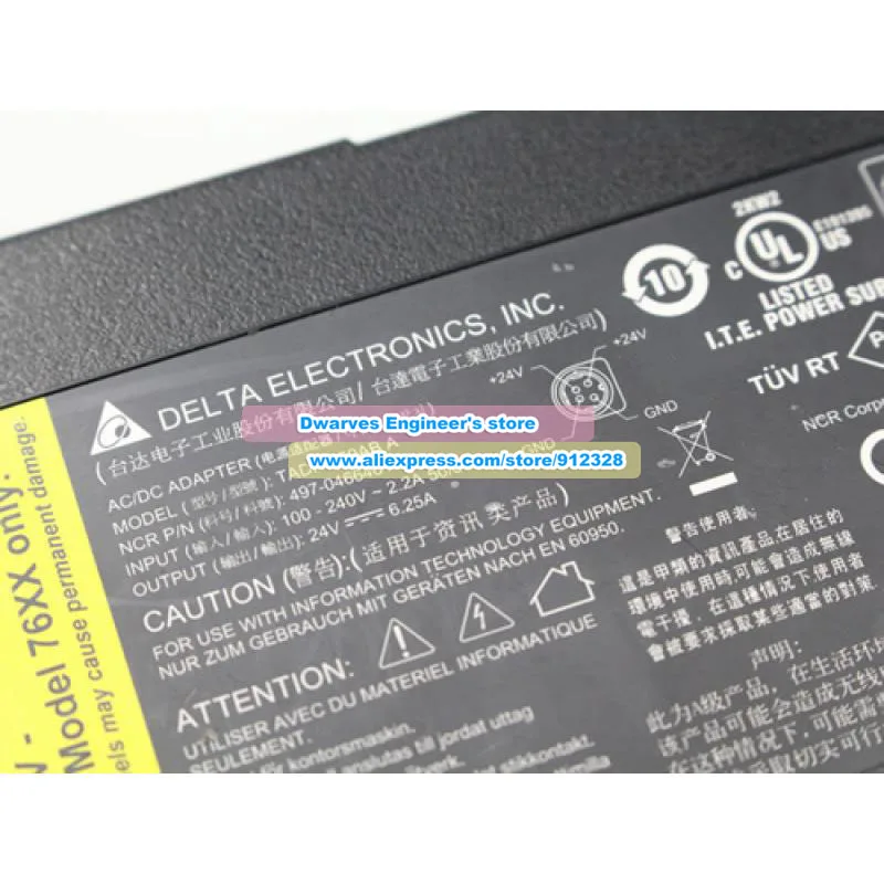 Adaptador de CA Delta TADP-150AB A 497-0466461 genuino, 24V, 6.25A, para NCR 7600-1001-8801, POS 7610-5121, 8801-7601, Monitor Kogan