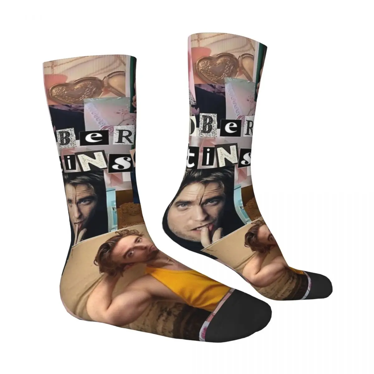 Robert Pattinson Photo Collage Socks Autumn Stockings Korean Adults Men High Quality Socks Graphic Climbing Non Skid Socks