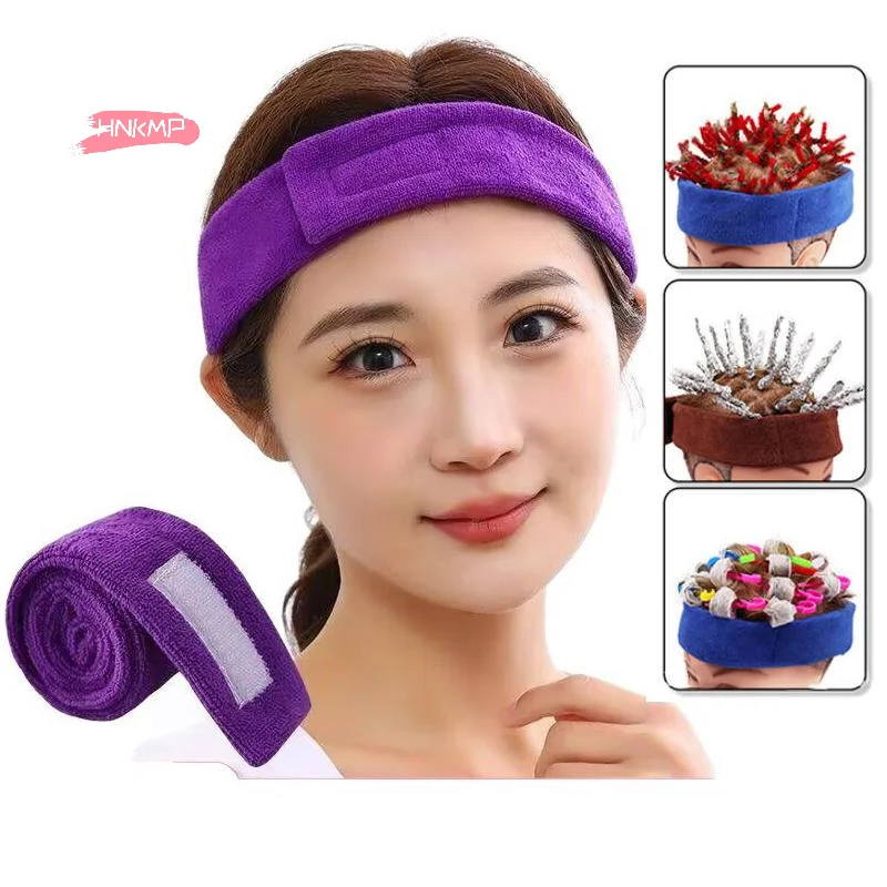 Diadema ajustable para permanente, envoltura de maquillaje, toalla absorbente, tira para lavado de cara, estilismo, salón, teñido del cabello, banda de tela para la cabeza