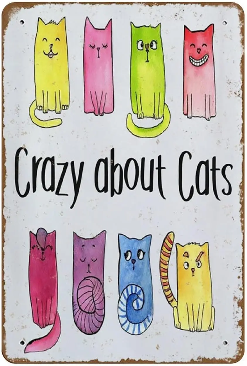 Metal Tin Sign - Crazy Cat Lady Novelty  Tin Sign Wall Funny Man Cave Cool Wall Door Plaque New Warning Sign Aluminum Metal Tin