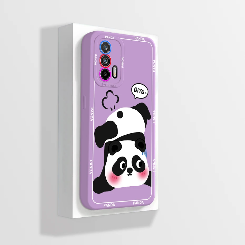 For Realme GT 5G Case Cover Liquid Silicone Soft Panda Phone Case For OPPO Realme GT Neo 2T Neo2T 5G Case Protective Cover Funda