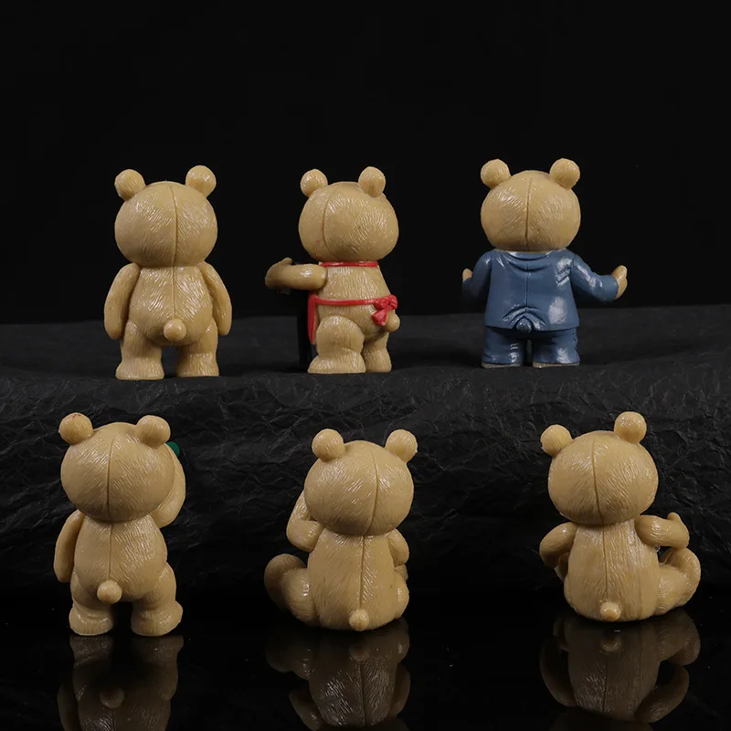 6pcs/set Cute Teddy Bear Figures Anime Cartoon Bear Doll Toys Ornaments Teddy Bear Doll Teddy Bear Ornaments One Piece