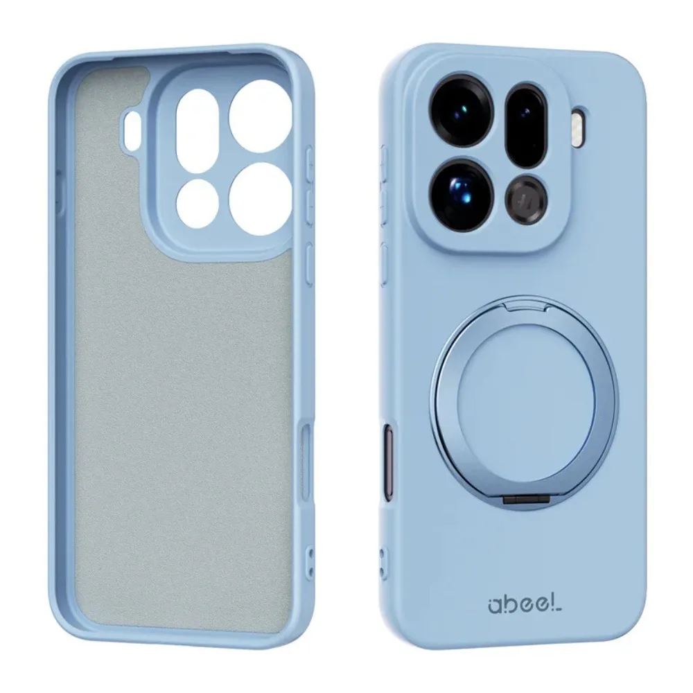 

Classic Skin Feel Liquid Silicone Soft Case For OPPO Find X9 Pro 360° Magnetic Ring Stand Anti-drop Full Protection Cover