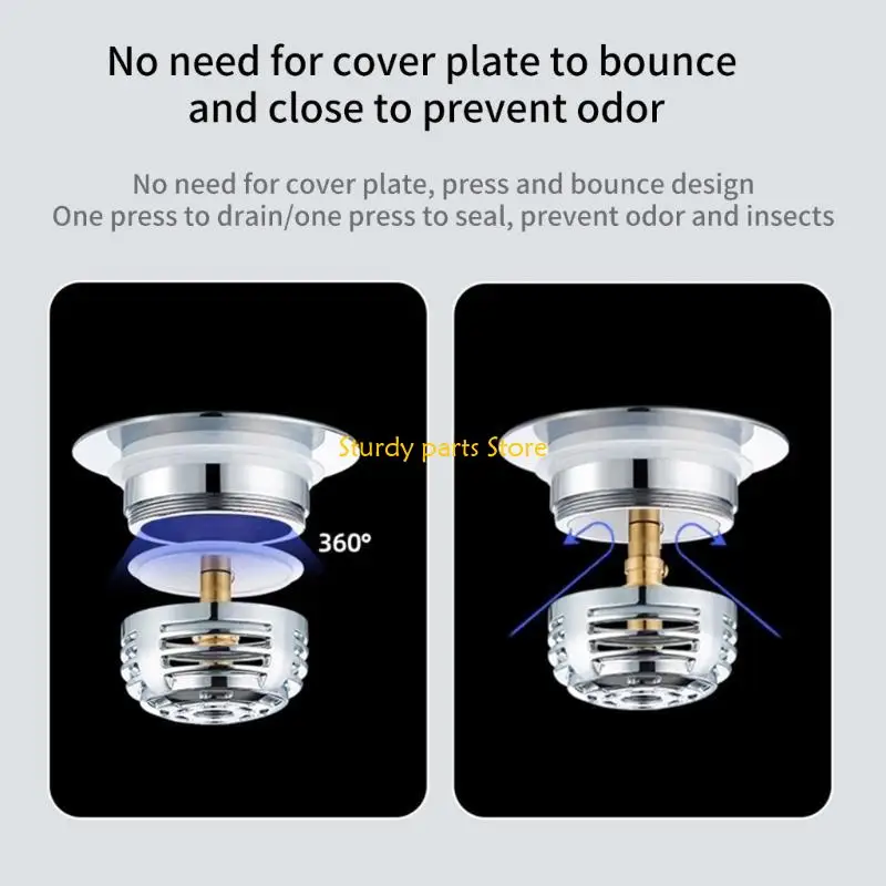 

97QC Kitchen Sink Drain Plug Filter Screen Drain Strainer Bounce Cores Drain Sink Plug Anti-clogging Push-type Sink Stopper