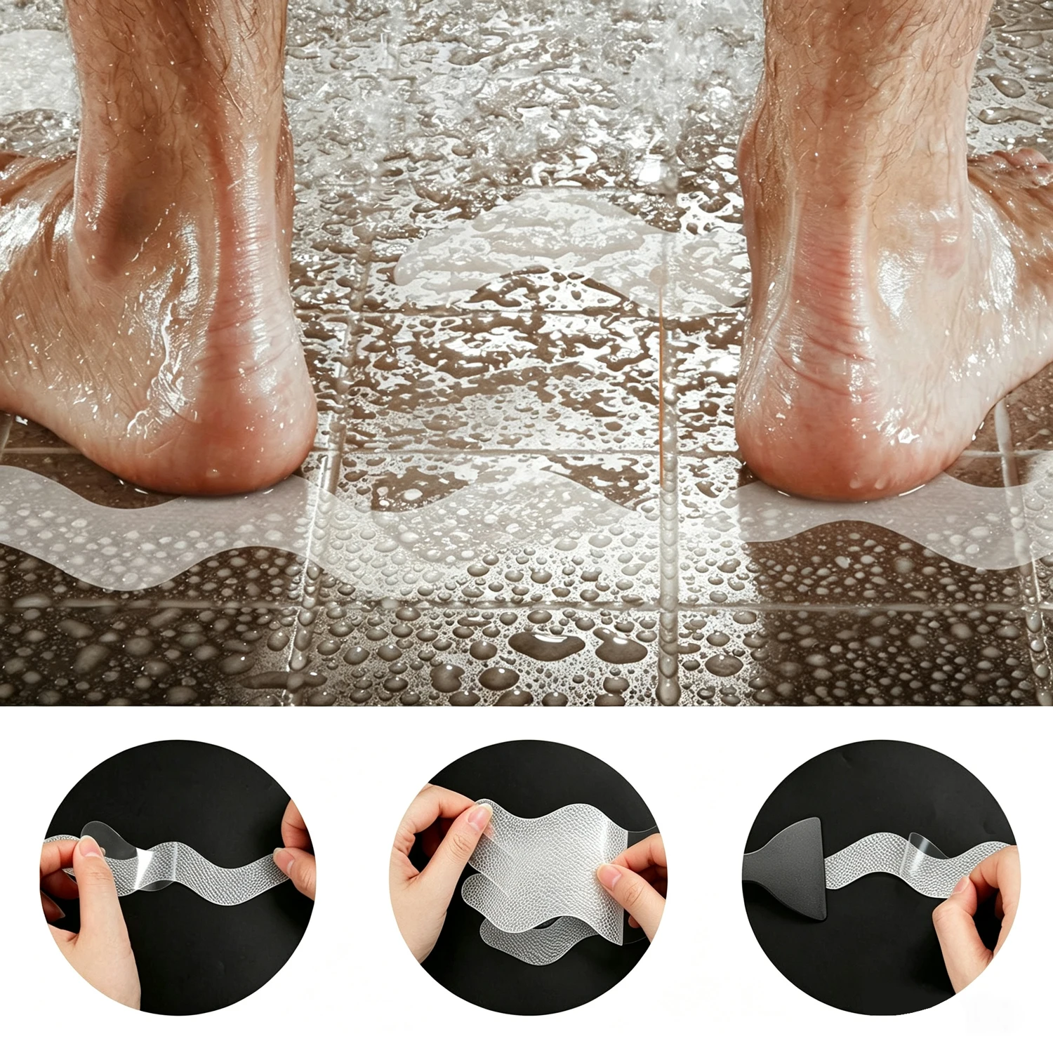 24 Pieces of Corrugated S-Shaped Transparent Anti-Slip Tape, 2cm X 20cm, Bathroom, Transparent Anti-Slip Tape, No Cutting Required, Self-Adhesive, Suitable for Indoor/Outdoor Stairs, Bathtubs, Boats, Swimming Pools, Stair Steps, Safety Anti-Slip Tape