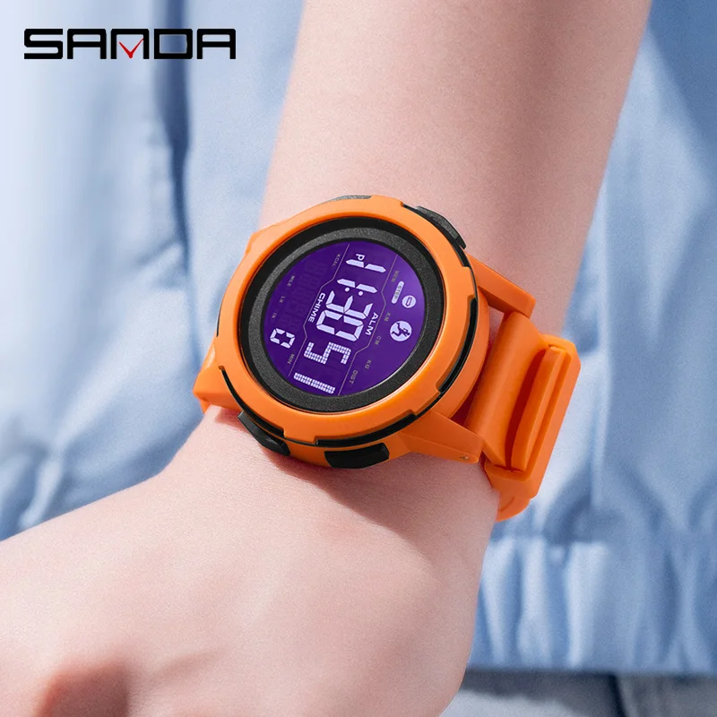 SANDA Top Brand Men Watches Sports Pedometer Calories 50M Waterproof LED Luminous Digital Military Wristwatch Relogio Masculino