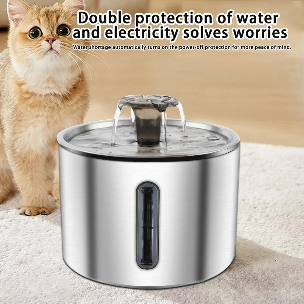 

Cat Water Fountain 2.5L Stainless Steel Pet Water Fountain Dog Water Dispenser Automatic Cat Fountain Dog Bowls Cat Products