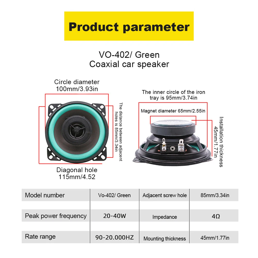 

Stereo Music Speaker Car Audio Speaker 1PC 1x 12V 4 5 6 5inch Black Green Elastic Car Interior Replacement Part