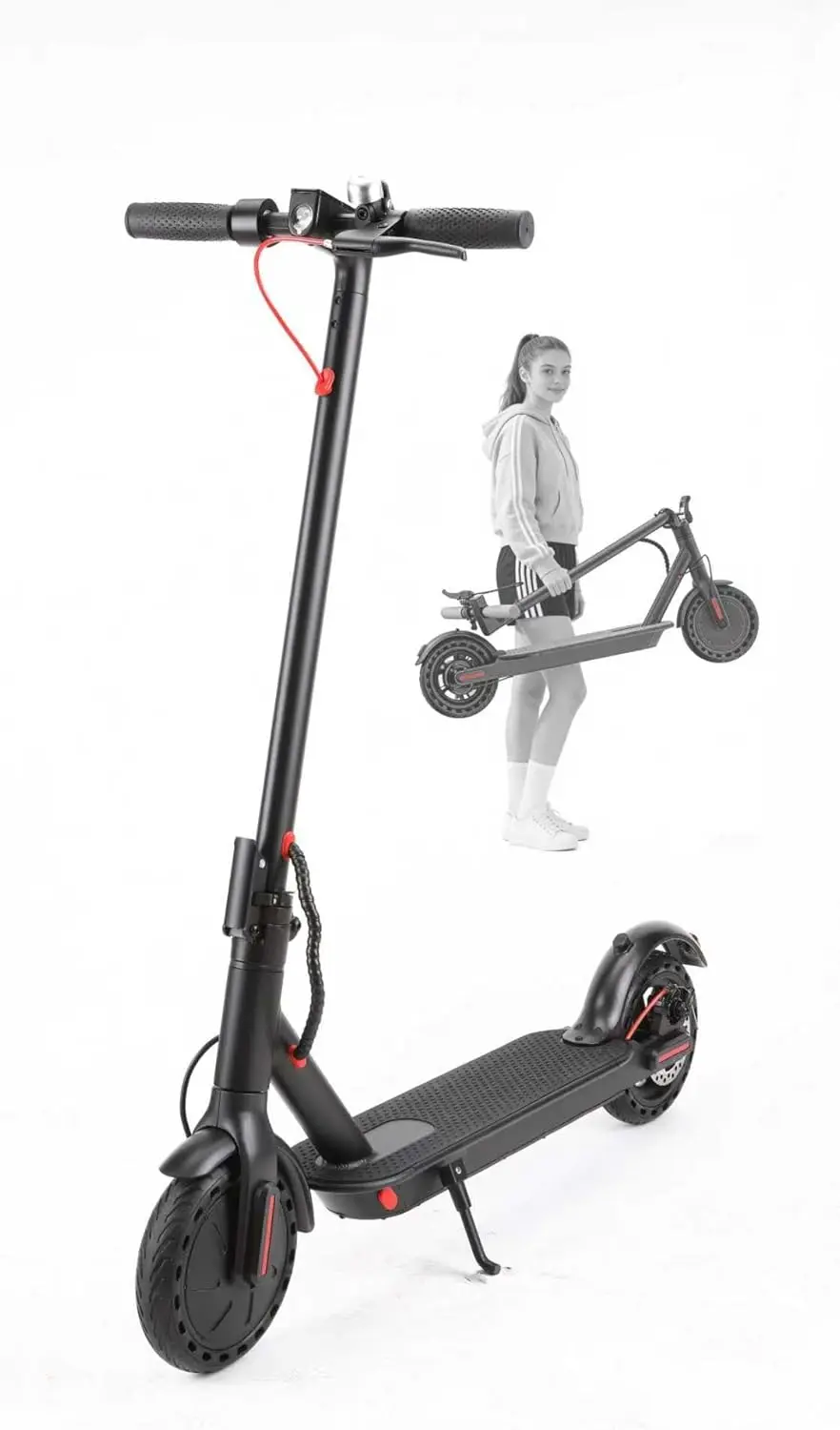 

Электросамокат для взрослых, 8,5-дюймовые колеса, 350-ваттный мотор, складной, с электрическим тормозом.