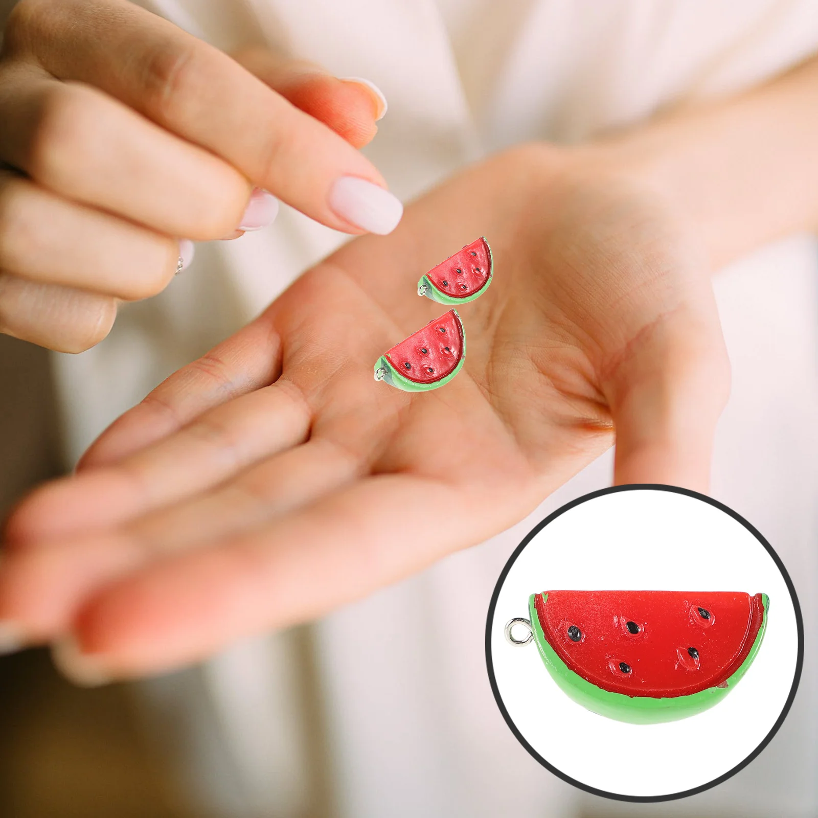 

10Pcs Resin Watermelon Charms Fruit Pendants DIY Jewelry Accessories for Earrings Necklace Bracelets Keychain Making