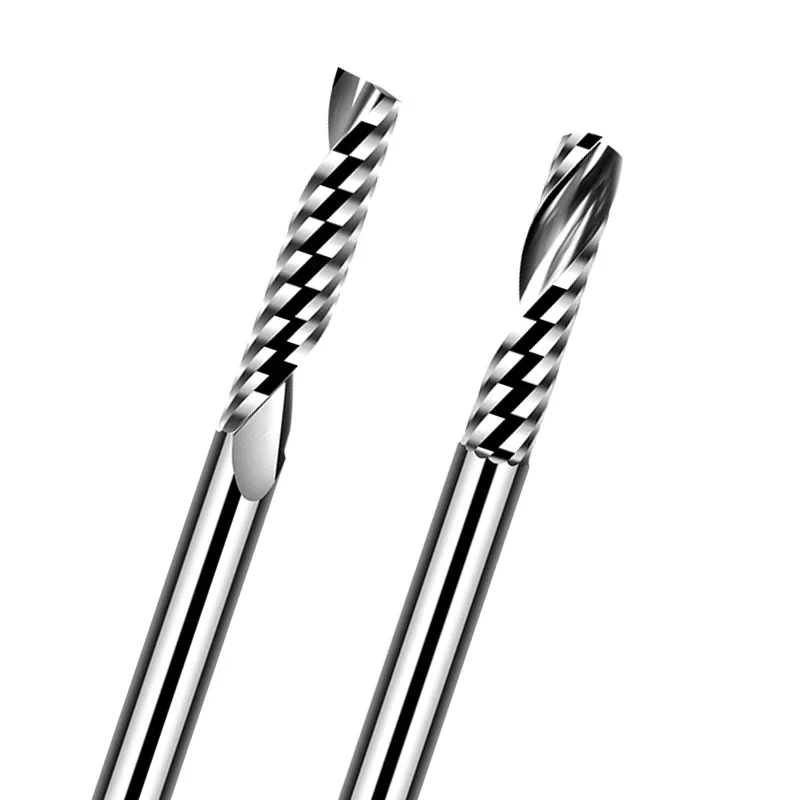 1 قطعة قاطعة المطحنة الحلزونية 1 الناي الأيمن دوامة القاطع الاكريليك بولي كلوريد الفينيل MDF الكثافة مجلس النقش راوتر بت كربيد نهاية مطحنة 6-12 مللي متر #6