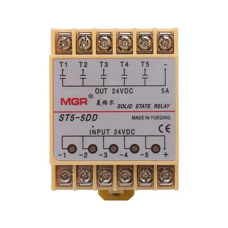 MGR ST5-5DD PN5-10DA SSR Single Phase 5 Channels 5 Group SSR Solid State Relay DC/AC Control 5A 10A